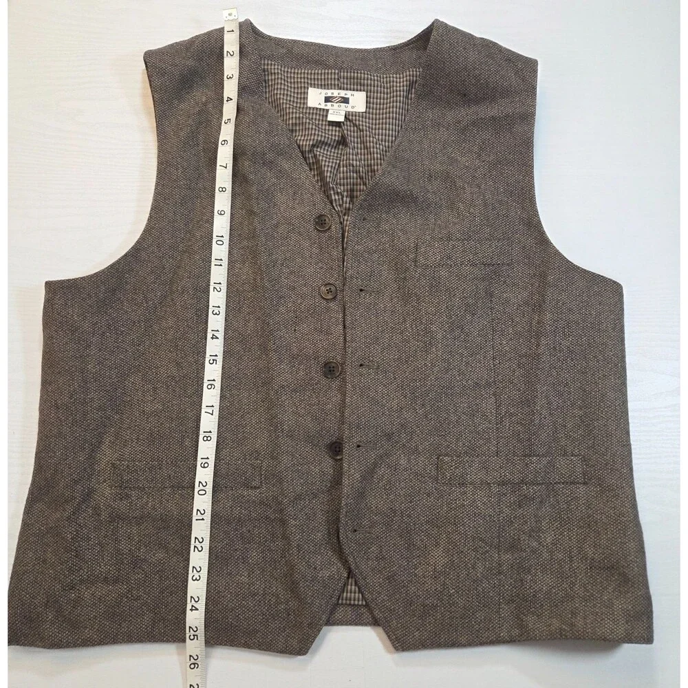 Joseph Abboud Men’s XXL Wool Blend Vest Brown Plaid Lined Button Front